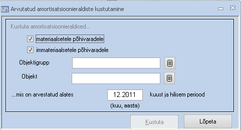 Arvestatud amortisatsioonieraldiste kustutamine2