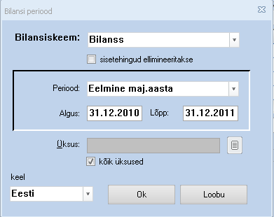 bilansi eelvalikuaken