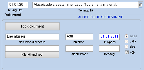 Laoseisude sisestamine