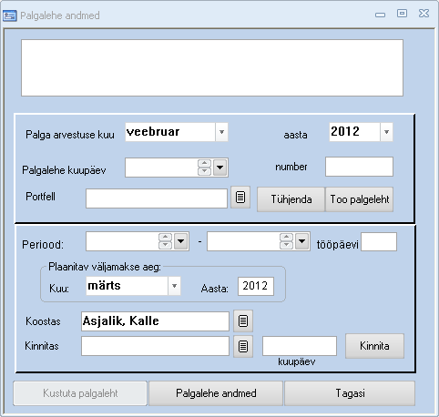 Palgalehe eelvaliku aken