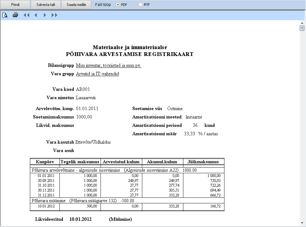 Pohivara arvestuskaardi trukivorm