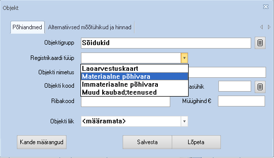 Pohivara objekti sisestamine