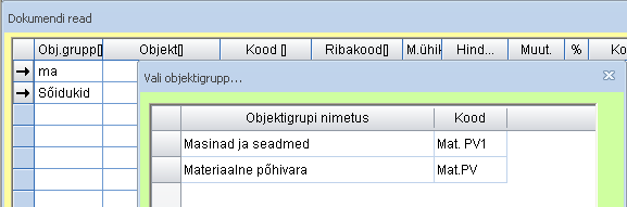 Pohivara objektigruppide valimine2