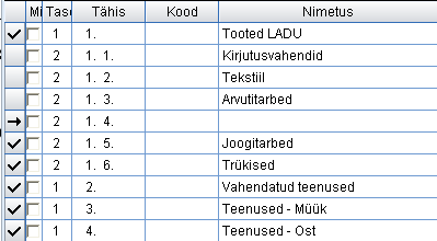 tabelakna nooled ja linnukesed